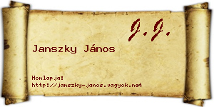 Janszky János névjegykártya