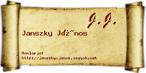 Janszky János névjegykártya